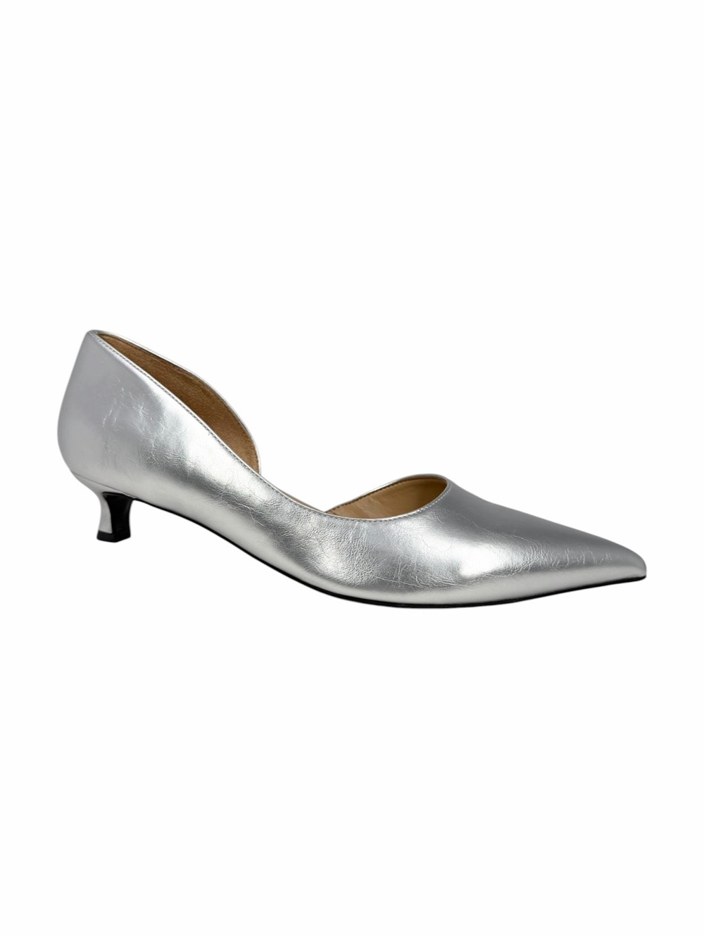 Naturalizer Gallent Kitten-Heel Pumps Silver Faux Leather Size 10M